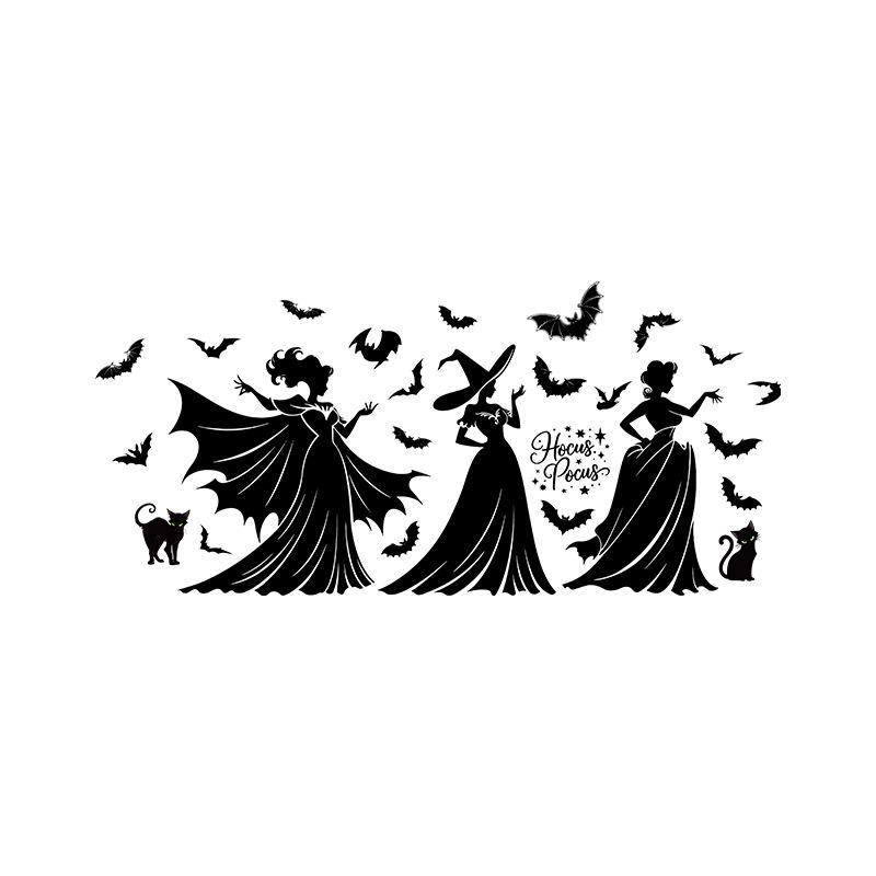 New Halloween wall stickers Halloween decorative wall stickers Bat witch stickers