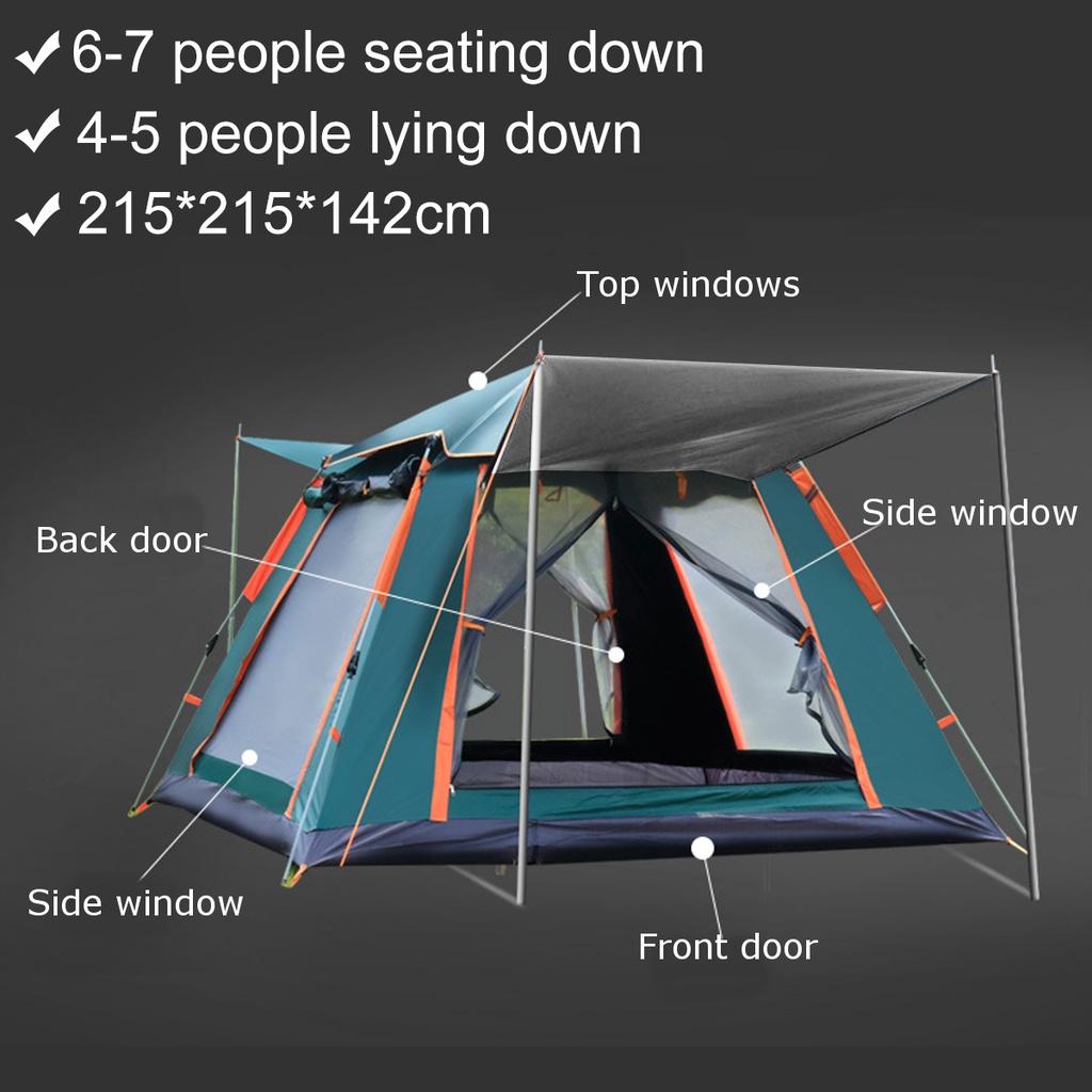 Большая палатка на 3-6 человек, быстрая установка, семейная палатка, водонепроницаемая уличная водонепроницаемая складная палатка для кемпинга и пешего туризма, двухслойные семейные палатки