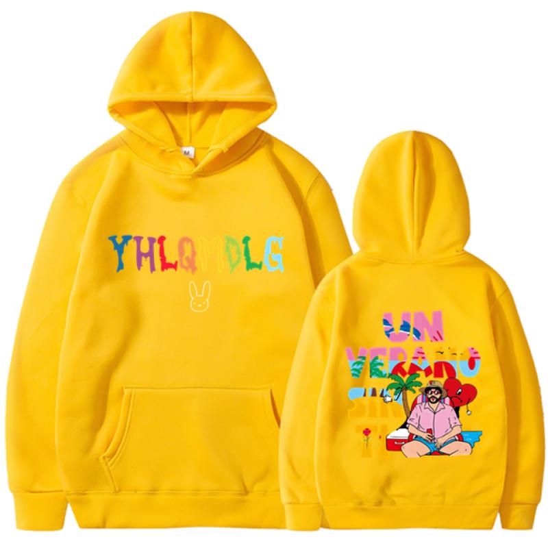 Bad Bunny UN VERANO SIN TI Графическая толстовка с двусторонним принтом, мужские и женские толстовки большого размера, пуловер унисекс, уличная одежда, пальто