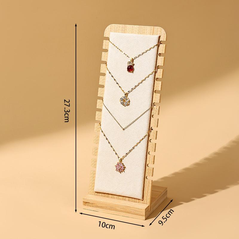 Fashion Wood Necklace Display Stand Large Capacity Pendant Bracelet Anklet Long Chain Jewelry Storage Rack Counter Showcase Prop