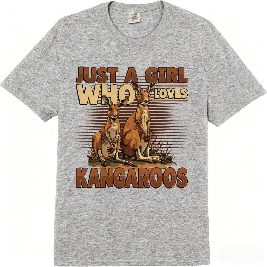 Just A Girl Who Loves Kangaroos Comfort 100% Cotton Adult Heavyweight Round Neck Short Sleeve Unisex Fashion Loose T-Shirt