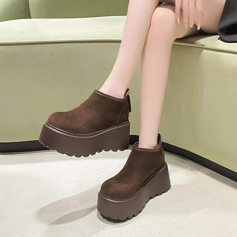 Back Zip Solid Modern Boots Round Toe Platform 2024 High Quality Ladies Shoes Ankle Fashion Hot Sale Solid Women's Boots