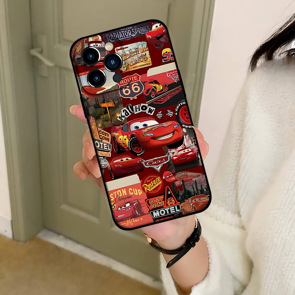 Черный чехол для телефона L-Light-ning M-McQueen, подходящий для IPhone 17,16,15,11,13,14 Pro Max,Plus,X,Xr,Xs Max,13Mini