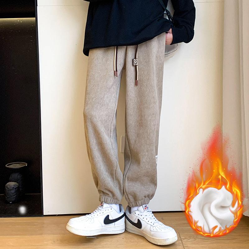 Tights Sweatpants Women's Winter New Velvet Loose Straight Casual Sweatpants Small Corduroy Pants