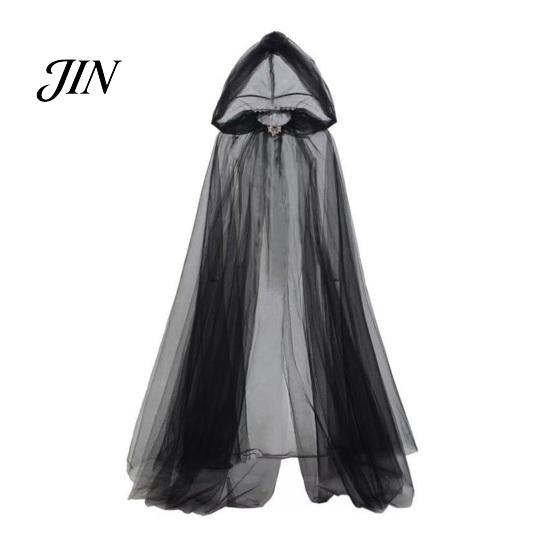 Little Red Riding Hood Cape Hooded Mesh Cloak for Adults, 2 Layer Sheer Tulle Cape, Halloween Gothic Witch Queen Cosplay Costume Renaissance