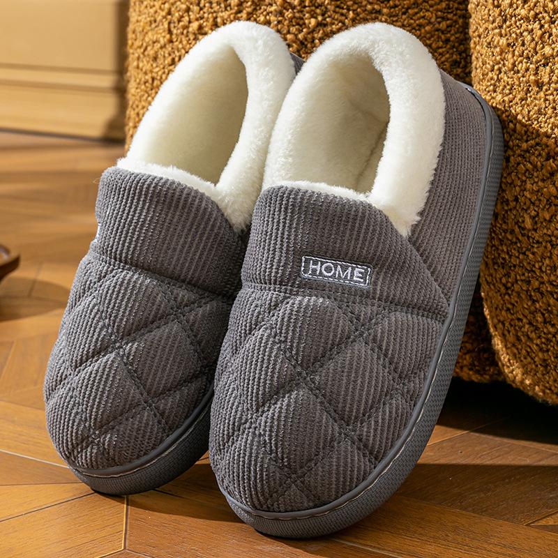 Хлопковая сумка для тапочек и домашние тапочки зимние женские водонепроницаемые из пуховой ткани утолщенные туфли нескользящие теплые хлопковые туфли мужская обувь