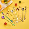 Coffee Spoon Cat Pattern Long Handle Comfortable Grip Mirror Polishing Multi-use Tableware Food Grade Stainless