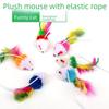 Plush Mouse Teaser with Elastic String and Rattle for Cats