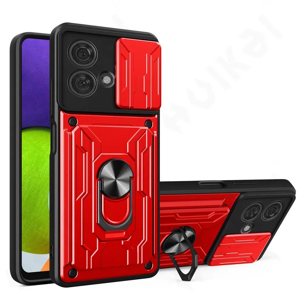 Kickstand Case for Motorola Moto G05 G15 G35 G55 G75 G85 5G Cover Card Pocket Ring Stand Holder Fundas Coque Capa