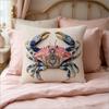 Ornate Crab Throw Pillow Cover 2D Embroidery Effect Coastal Print Decorative Cushion Cover For Nautical Beach Home Decor