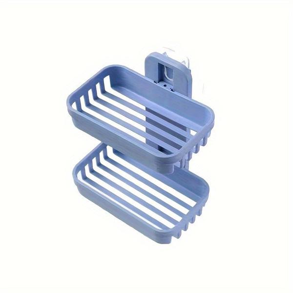 Двухслойная мыльница с держателем для губки и сливным отверстием - настенный органайзер для ванной комнаты для туалетных принадлежностей и шампуня