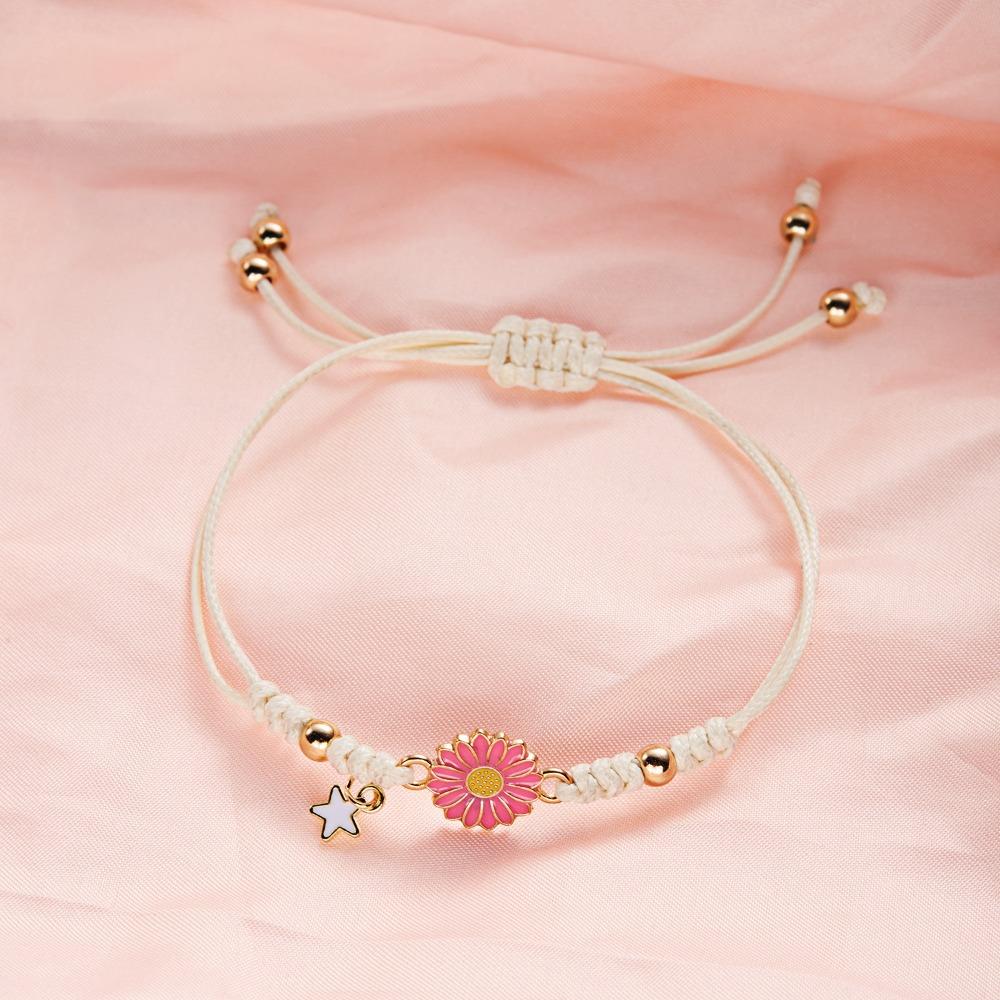 Счастливый браслет ручной работы, регулируемый свежий плетеный браслет, модный браслет с подсолнухом