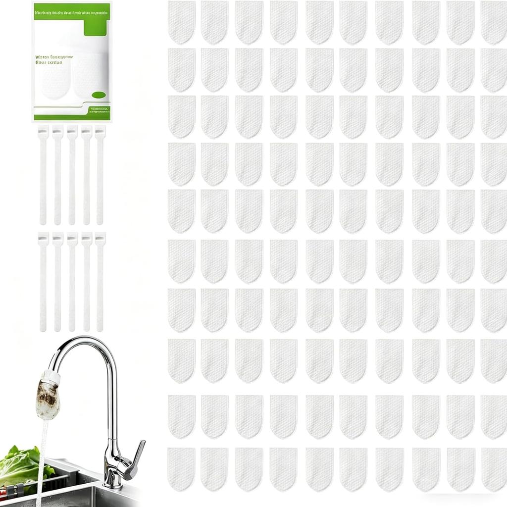 Faucet filter cotton bags  100 pcs  + 20 fixed straps  kitchen splash proof faucet filter bags  hot and cold general non woven filter bags