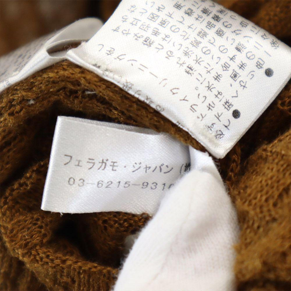 Salvatore Ferragamo Льняной кардиган с V-образным вырезом и длинными рукавами M Коричневый Женский Б/у