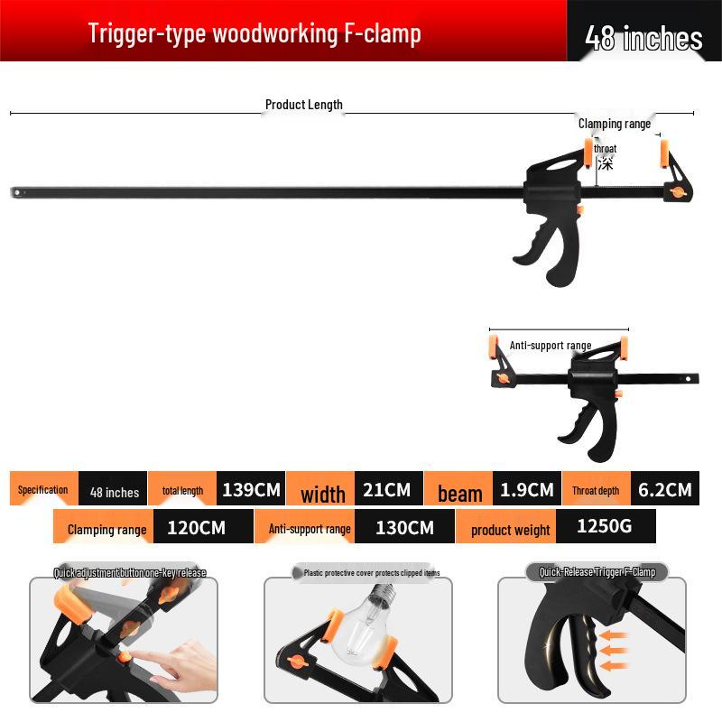 Прочный промышленный струбцинный зажим с храповым механизмом для деревообработки - быстросъемное крепежное приспособление