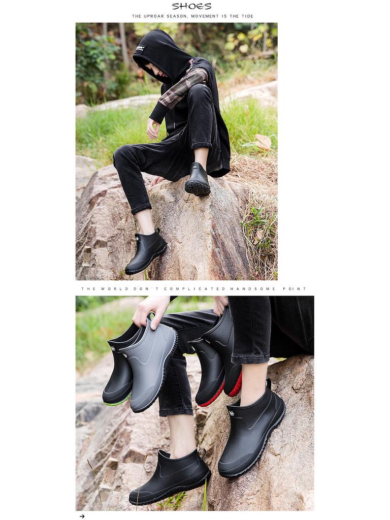 Short Tube Unisex Rain Boots: Lightweight, Waterproof, Low-top Rubber Shoes for Outdoor Use