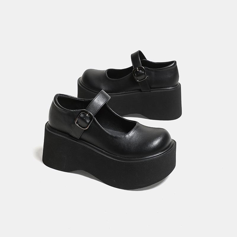 Мэри туфли на высоком каблуке одинарные туфли новые на платформе с утолщением ретро jk колледж британский стиль большая голова маленькие кожаные туфли