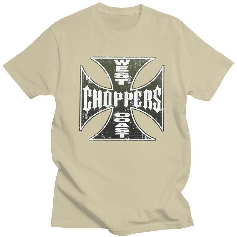 Custom Cool West Coast Iron Cross Choppers T Shirt Unisex Short Sleeve Pure Cotton T-shirt Casual Tees Streetwear Tshirt