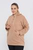 Women's Style Big Size Sweatshirt Large Size Hooded Kangaroo Pocket Lycra Button Detailed Long Hoodie Sweatshirt Green