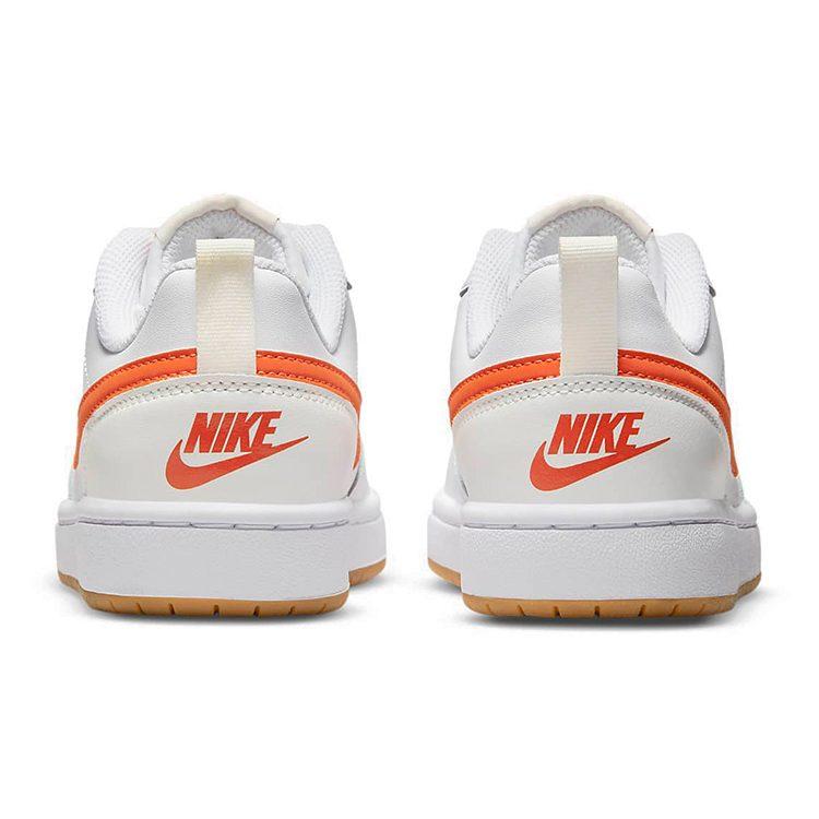 Nike Кроссовки Court Borough 2 Low 2 Нескользящие Легкая Амортизация Низкие Детские Скейтбордические Обувь Белый Оранжевый BQ5448-114