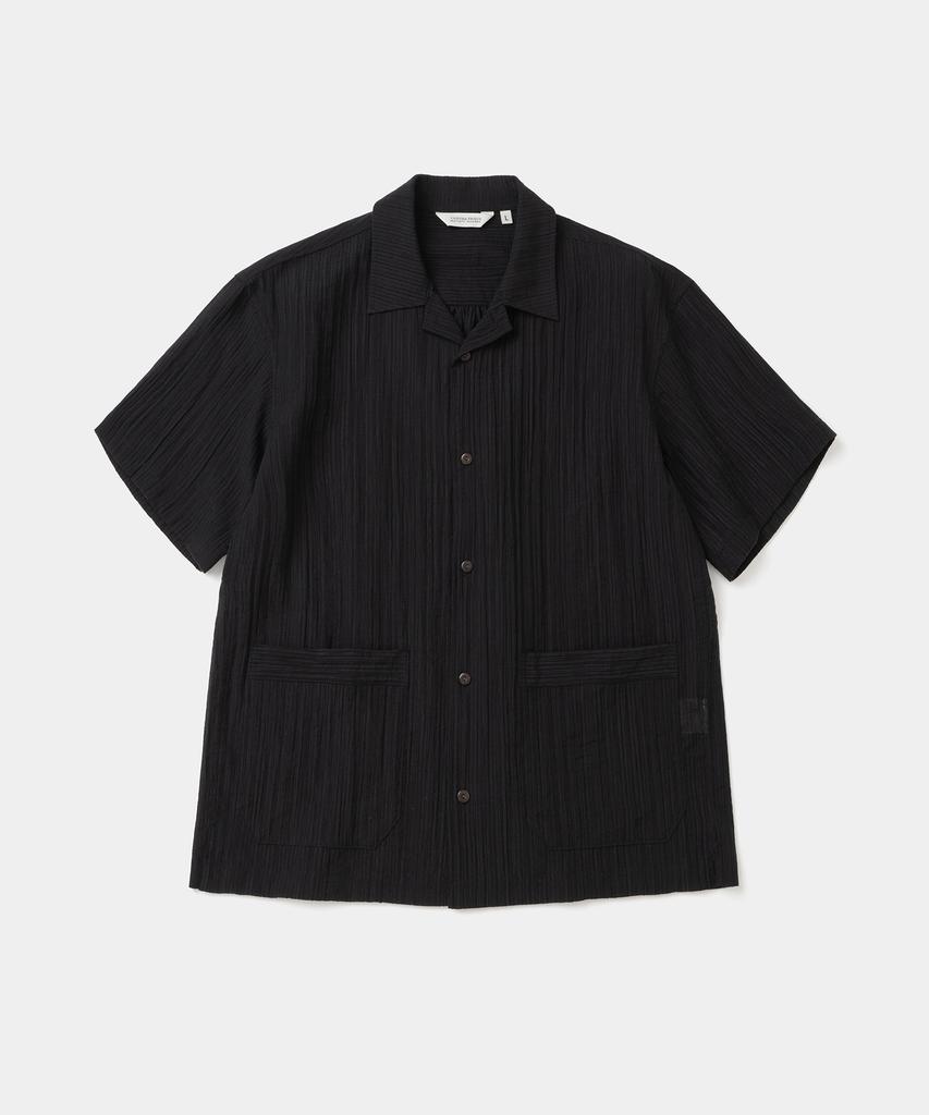 UNIFORM BRIDGE Open Collar Crease S/S Shirt Black
