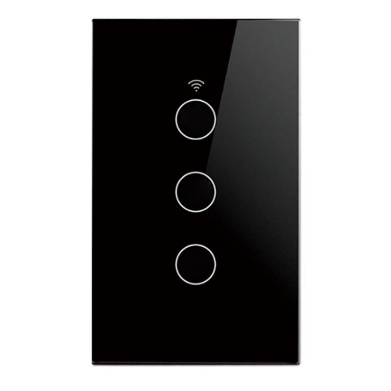 B97A-US Wi-Fi Tuya Умный настенный переключатель RF433 3-клавишный с нейтралью Сенсорный экран Светодиодные переключатели Для Alexa Google Home Умный дом