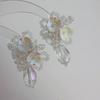  Premium Niche Light Luxury Pierced Earrings Exquisite Handmade Beaded Woven Flower Crystal French Retro Banquet Dangle Jewelry