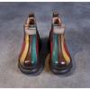 Johnature Rainbow Genuine Leather Short Boots Chelsea Wedge Heel Thick Soled Waterproof Women's Boots