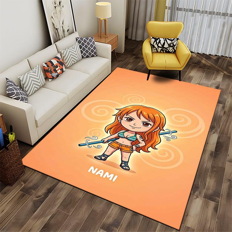 Cartoon Girl with Orange Hair suitable as a non-slip mat for the living room or bedroom sofa