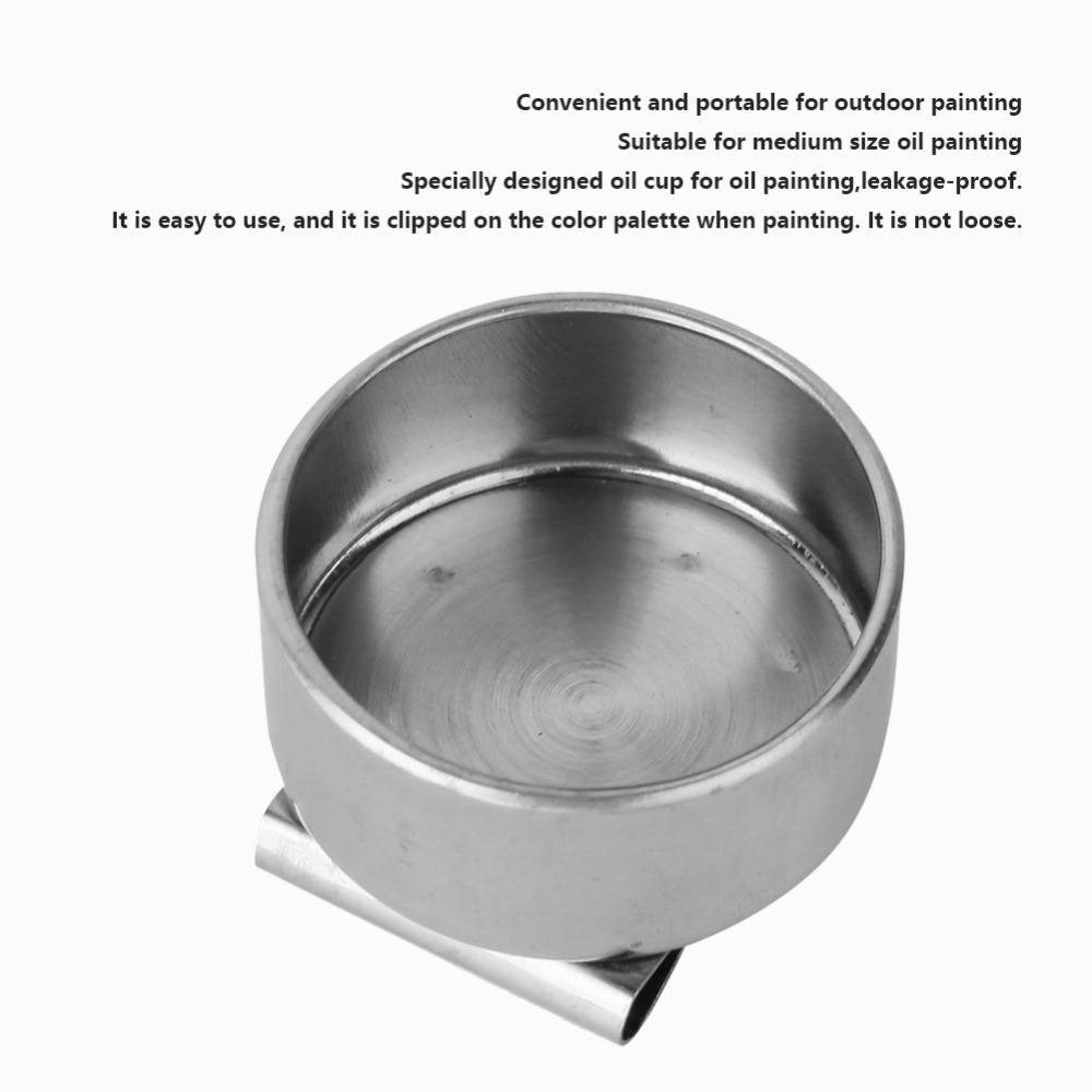 3pcs With Cover Oil Paint Palette Cup Stainless Steel Artist Paint Cup Brush Cleaning