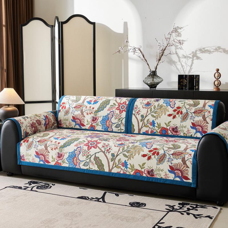 Короткая плюшевая диванная подушка Four Seasons с цифровой печатью, нескользящий кожаный чехол для дивана, новый чехол в американском стиле