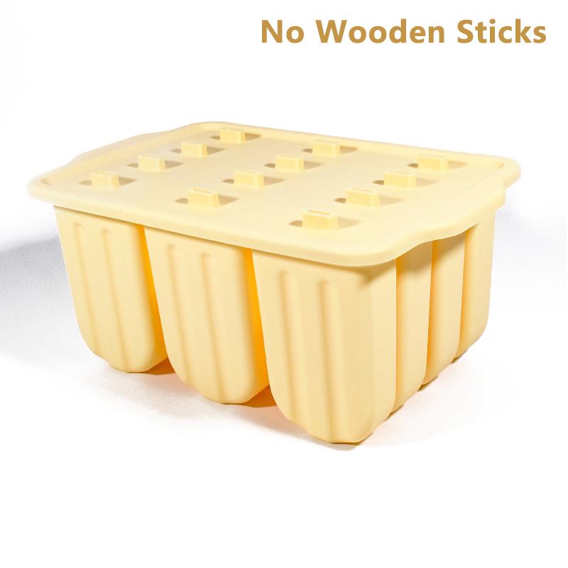 12 Форм для мороженого подряд Легко извлекаемые Силиконовые формы для эскимо для морозильной камеры Домашний лед с крышкой Кухонный десерт