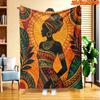 1pc 2D Flat Printing Spring And Summer New Arrival African Ethnic Style Pattern Digital Print Blanket, All-Season Use, Casual Throw, 100% Polyester Fi