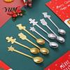 Coffee Bar Accessories 4Pcs Christmas Dessert Spoons, Stainless Steel Spoons with Gingerbread Small for Cakes Yogurt Man Star Stocking Snowman Handle,