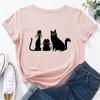 Summer Pure Cotton Women's Printed Three Cats Loose Round Neck Short Sleeved T-Shirts Women’s