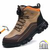 Rotating Button Safety Shoes with Steel Toe Cap Anti Smash Anti Puncture Winter Lightweight Safety Shoes Men Ankle Safety Boots