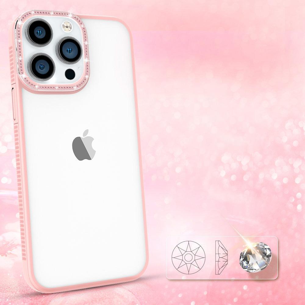Kingxbar Sparkle iPhone 13 Pro Case with Crystals - Pink Rear Shield Cover