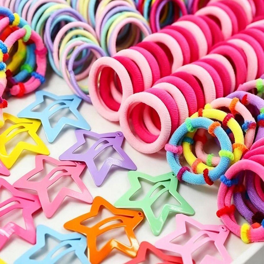 875Pcs Colorful Kids Hair Accessories Set Sweet Hair Clips Elastics Ponytail Holders For Girls