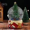Christmas Snow Glass Ball Mini Christmas Tree Ball with Swirling Glitters Tabletop Clear Ball Ornament Gift for Kids Family Friends