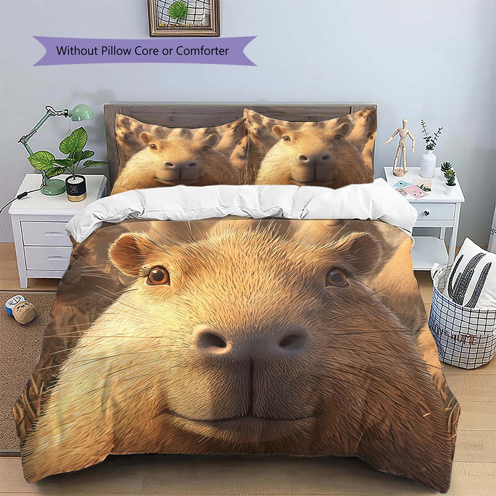 Capybara Pattern Bedding Home Decoration Birthday Gift (1 * duvet cover + 2 * pillowcase, without core)