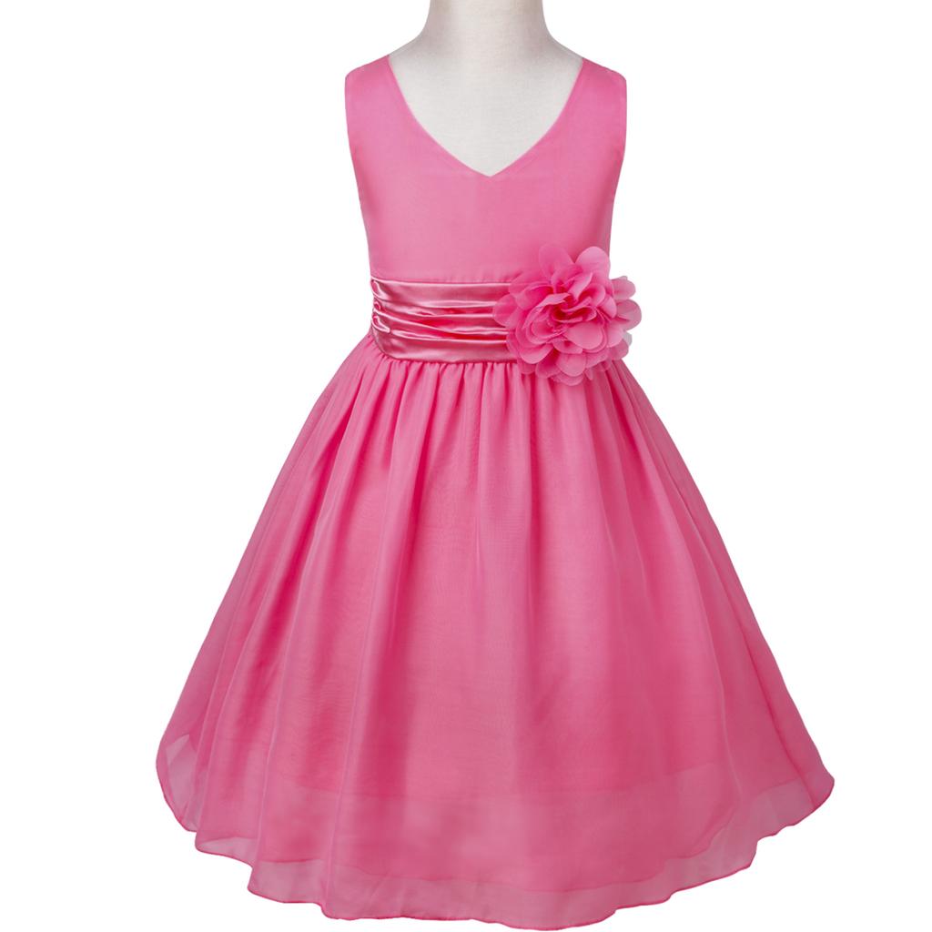 Детское шифоновое платье без рукавов с v-образным вырезом для девочек, свадебное платье подружки невесты с цветочным узором, детское вечернее платье для дня рождения, выпускного вечера