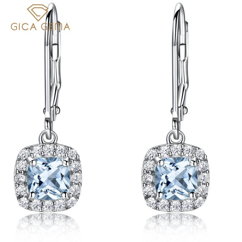 Gica Gema Новые ювелирные изделия из стерлингового серебра S925, синие квадратные геометрические серьги-гвоздики для женщин, изысканные ювелирные изделия высокого качества, подарок на День святого Валентина