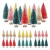 24/45 Pcs Mini Christmas Tree Artificial Mini Pine Trees with Wooden Base Reusable