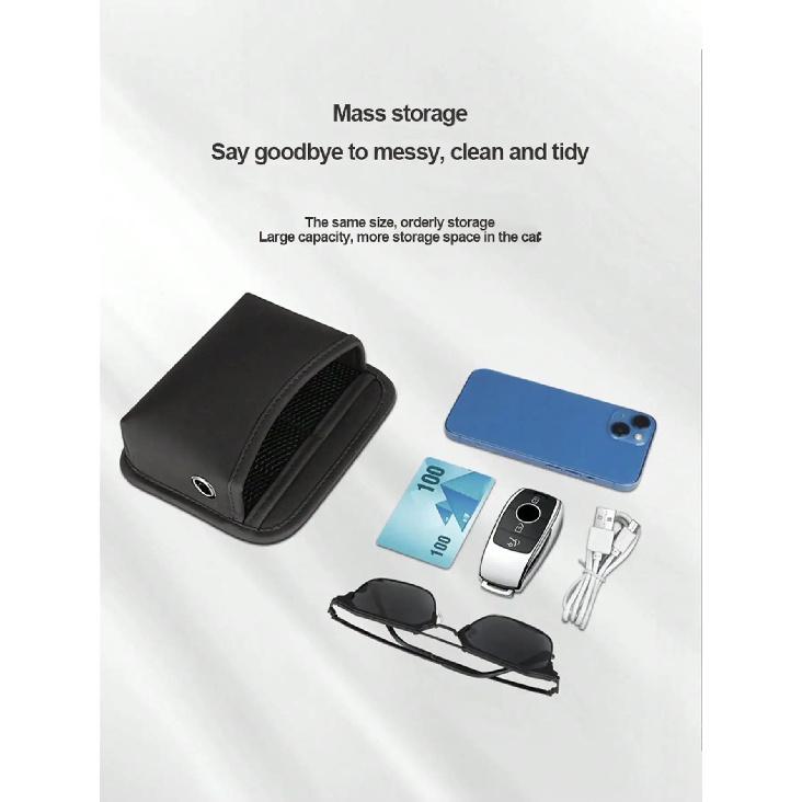 1pc car-mounted storage bag: leather car storage bag with multi-functional adhesive design, car phone bag, in-car phone holder p