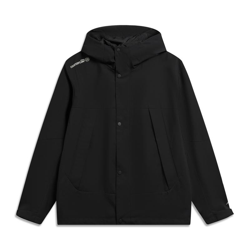 Li Ning Outdoor CF Shell Color Block Ветрозащитная Дышащая Водонепроницаемая Свободная Однослойная Куртка Мужские куртки Черный AFDW231-2