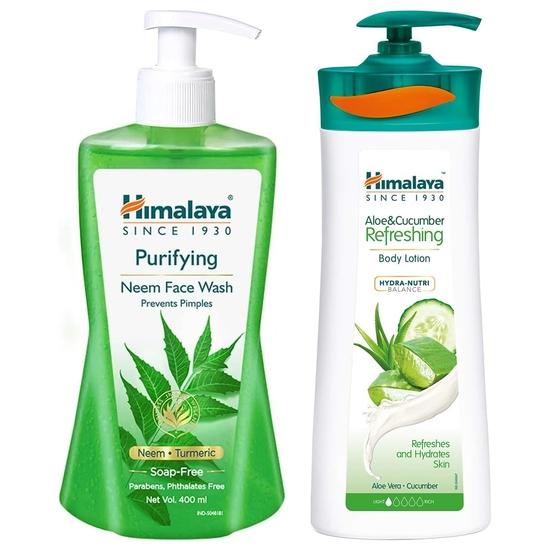 Himalaya Освежающий лосьон для тела Herbals Aloe and Cucumber, 400 мл и очищающий гель для умывания Himalaya Neem, 400 мл