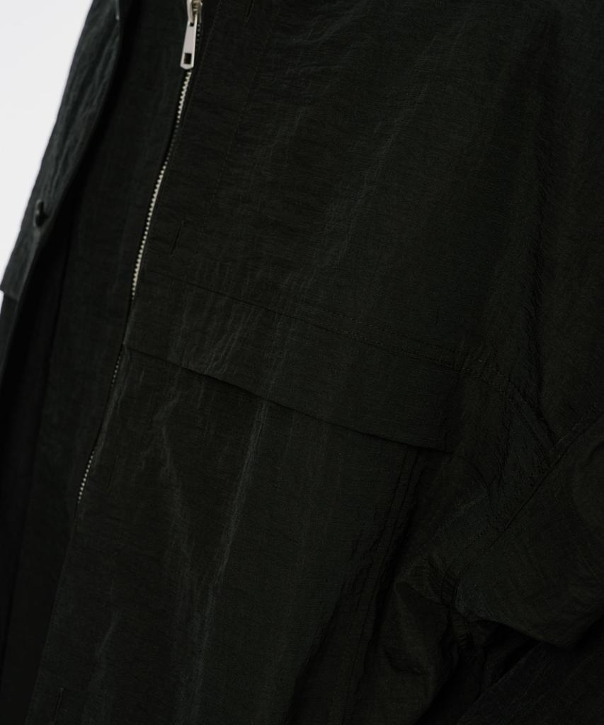 Codemorph Double Zipper Layered Linen Texture Jacket Black