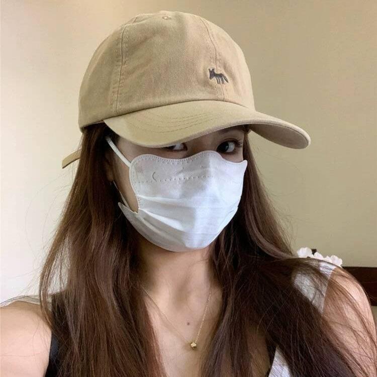 Embroidered Little Fox Baseball Hat Unisex Wide Brimmed Face Showcase Little Duck Tongue Hat Travel Sunshade Hat