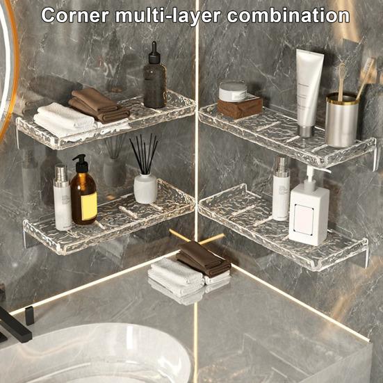 Стеллаж для хранения в ванной комнате, прозрачный акриловый волнистый дизайн, легко чистится, компактный настенный органайзер для мыла для ванной комнаты