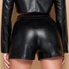 Стильные женские кожаные дизайнерские брюки, шорты для вечеринки, черные, 100% натуральная кожа, коктейльные